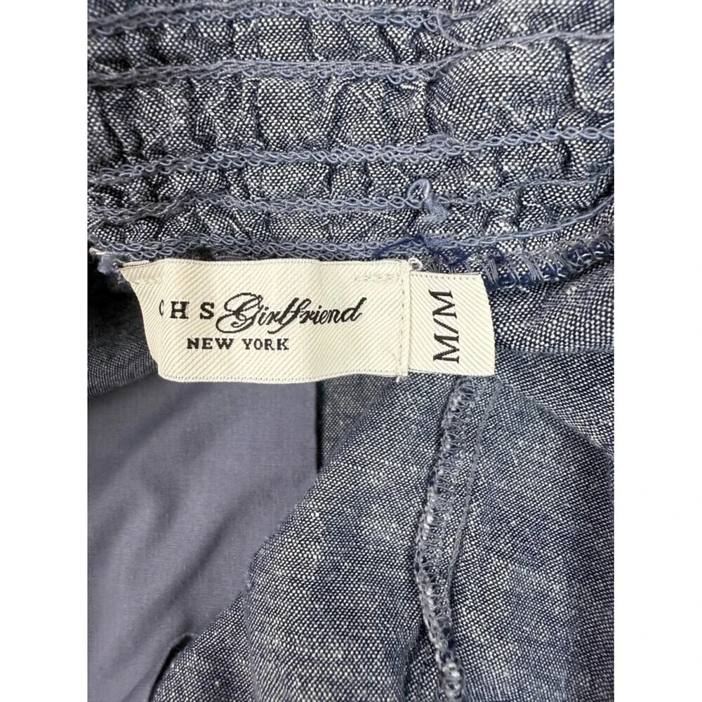 JACHS Girlfriend shorts blue navy Chambray Drawstring Shorts in Heather Navy